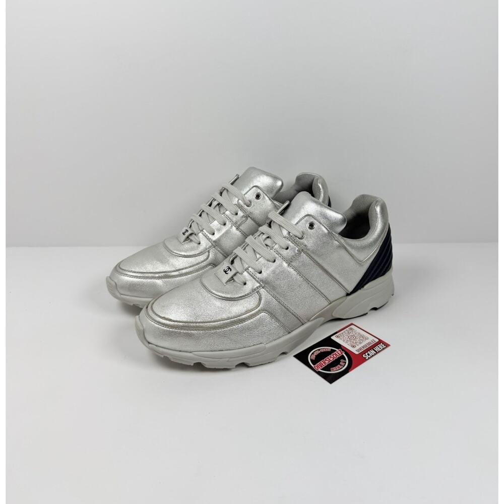 Size 45EU/12US - Chanel Metallic Silver Sneakers